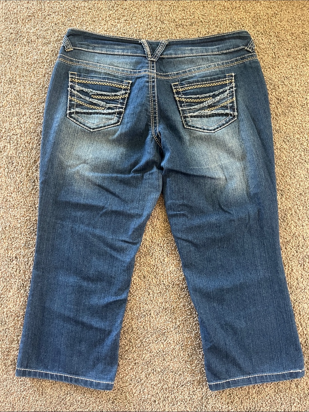Maurices Dark Blue Capri Jeans with Embroidered Back Pockets